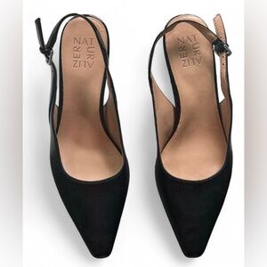 Naturalizer Tansy Snip Toe Dress Slingback Pump Black Faux Leather Size 7.5